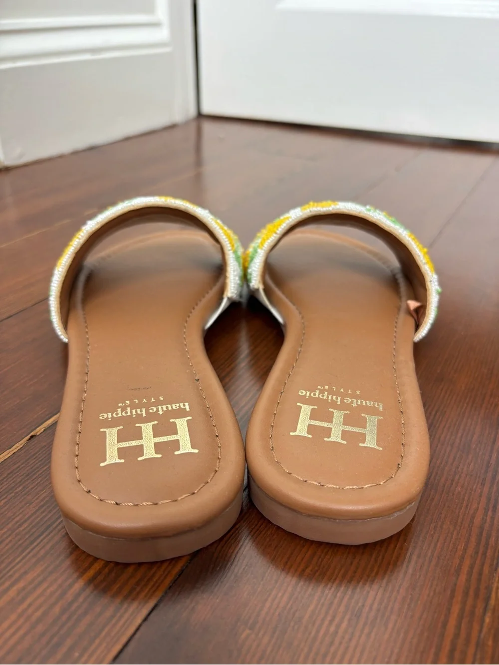 Haute Hippie beaded lemon sandals